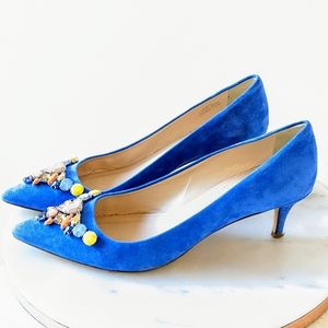 J. Crew Collection mid heel pumps with jewels